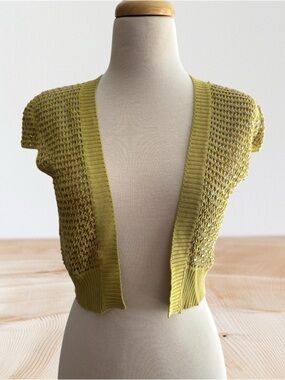 Vintage Y2K BCBG Max Azria Sequin Cropped Open Knit Sweater / Shrug / Bolero